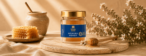 Un frasco de miel de Manuka certificada
