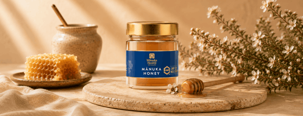 Un frasco de miel de Manuka certificada
